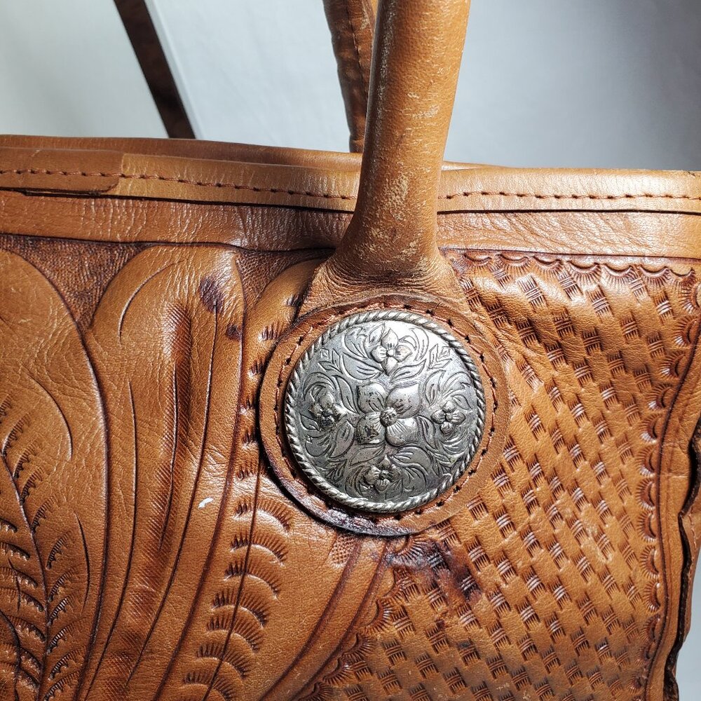 American West Tooled Leather Shoulder Bag - Picture 14 of 15